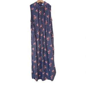A New Day medium navy blue maxi dress grey with orange flowers